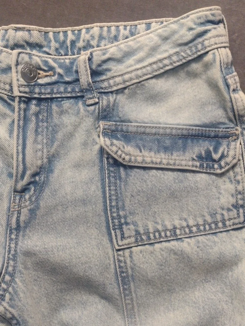 Divided Light Blue Wms Size 6/30 Flare  13" Bell Bottom Front Flap Pockets - Picture 14 of 16